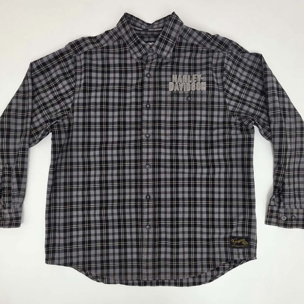 Harley-Davidson Genuine MotorClothes Plaid Long Sleeve Button Down Shirt Size XL